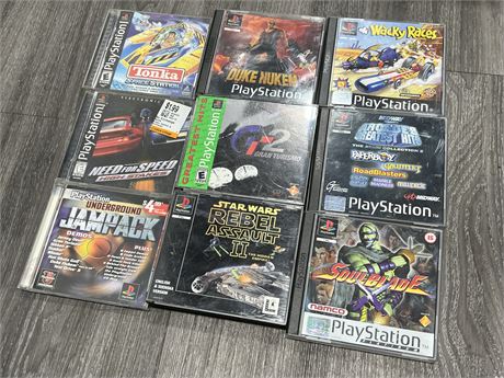 9 PLAYSTATION ONE GAMES