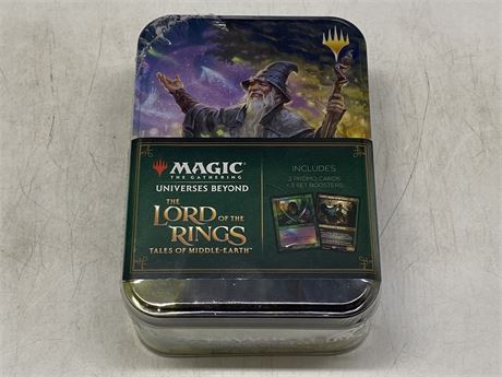 SEALED MAGIC THE GATHERING UNIVERSES BEYOND THE LORD OF THE RINGS TIN