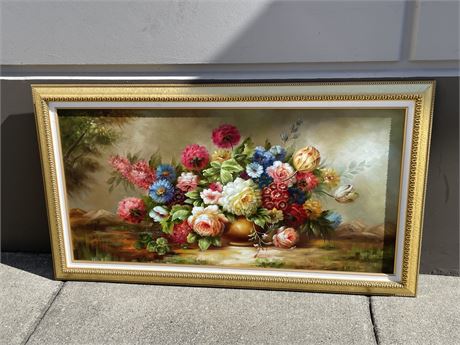 ANTIQUE ORIGINAL OIL ON CANVAS PAINTING BEAUTIFULLY FRAMED - 31”x52