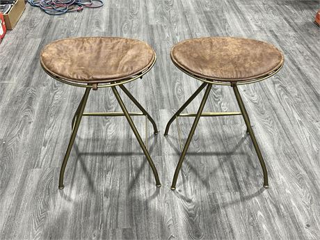 2 “RYDER” MADE BY FOUR HANDS BRASS STOOLS (24” tall)