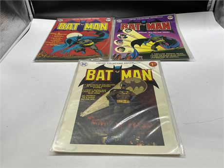 3 LIMITED COLLECTORS’ EDITION LARGE BATMAN COMICS
