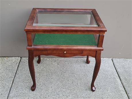 GLASS TOP ONE DRAWER DISPLAY CABINET TOP OPENING (24"h - 22"x17"dm)