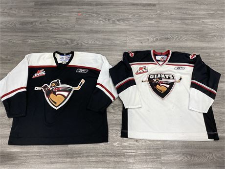 2 VANCOUVER GIANTS JERSEYS - SOME STAINS (2XL)