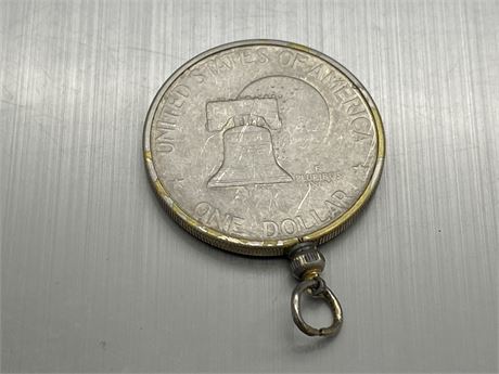 SILVER FRAMED 1776-1976 US COIN FOB PENDANT