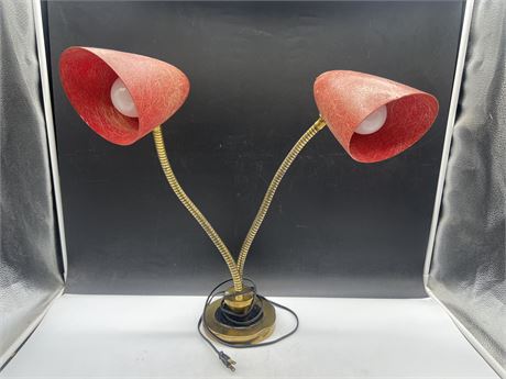VINTAGE DOUBLE BULLET SHADE DESK LAMP - 20” TALL