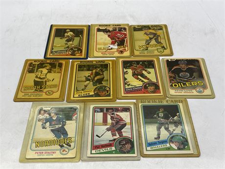 (10) 1980 NHL ROOKIE CARDS (SOME ARE CREASED)