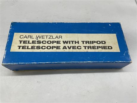 VINTAGE CARL WETZLAR TELESCOPE WITH TRIPOD IN BOX