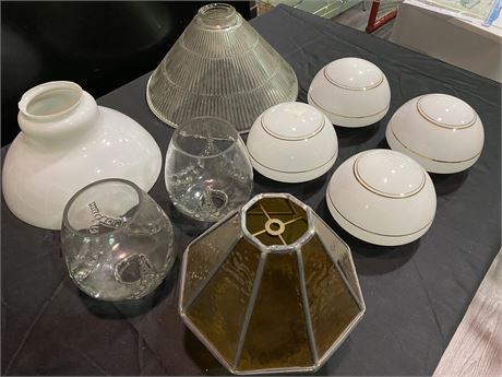 ASSORTED VINTAGE GLASS SHADES