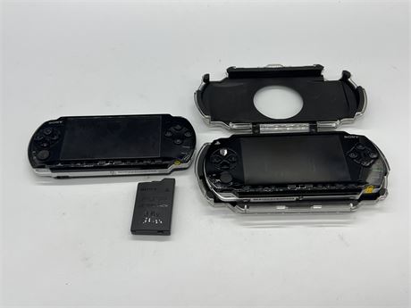 2 PSP CONSOLES W/ BATTERY & CASE - NO CORDS / UNTESTED (AS IS)