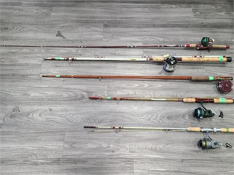 5 FISHING RODS WITH REELS