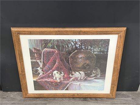 SIGNED & NUMBERED T.TRINIDAD PRINT IN WOODEN FRAME - 31”x26”