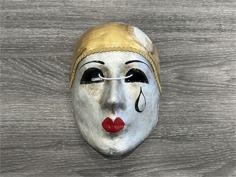 STAMPED VENETIAN LULÙ MASK - HAND CRAFTED IN ITALY - 9” LONG