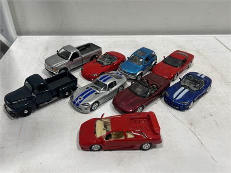 (9) 1:24 SCALE DIECAST CARS