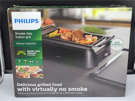 NEW IN BOX PHILLIPS SMOKE LESS INDOOR GRILL