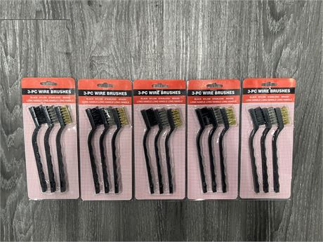 5 NEW 3PC WIRE BRUSHES