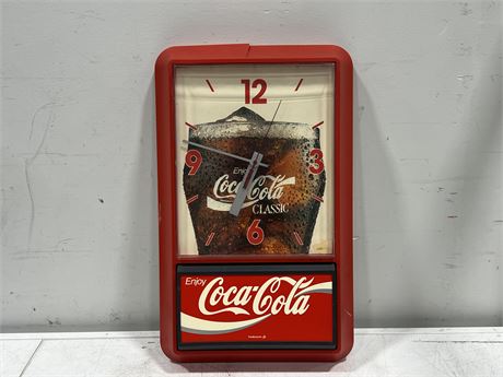VINTAGE COCA COLA WALL CLOCK (12.5”x21”)