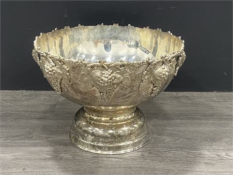 VERY HEAVY LARGE METAL PUNCH BOWL (15.5”X11”)