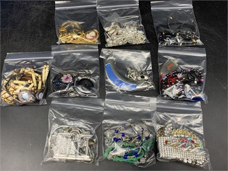 10 BAGS OF VINTAGE JEWELRY