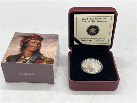 2012 RCM $4 FINE SILVER COIN - HEROES OF 1812