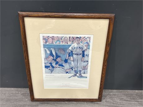 NORMAN ROCKWELL FRAMED ‘BOTTOM OF THE NINTH’ PRINT - 17”x21”
