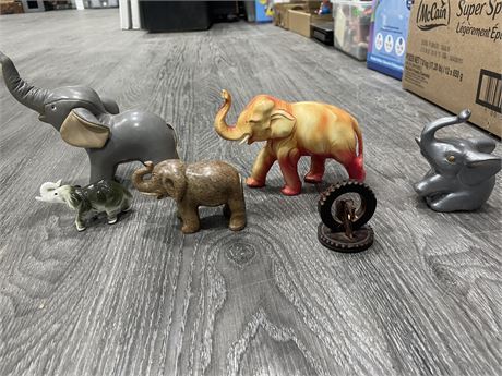 OLD ELEPHANT, LEATHER ELEPHANT, STONE ELEPHANT,  METAL ELEPHANT & 2 OTHER LUCKY
