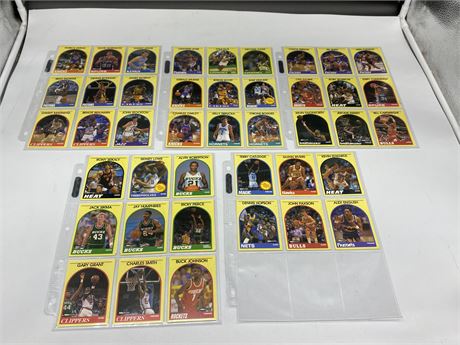 (78) 1989 NBA HOOPS CARDS (4 pages consist of 18 cards each)