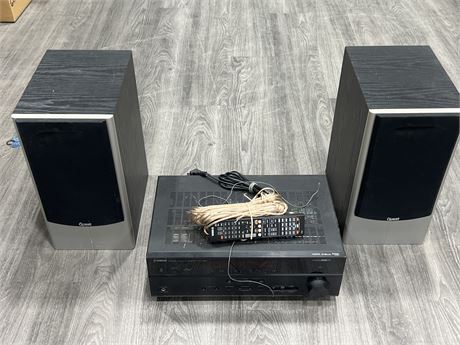 YAMAHA AMP W/QUEST SPEAKERS - UNTESTED