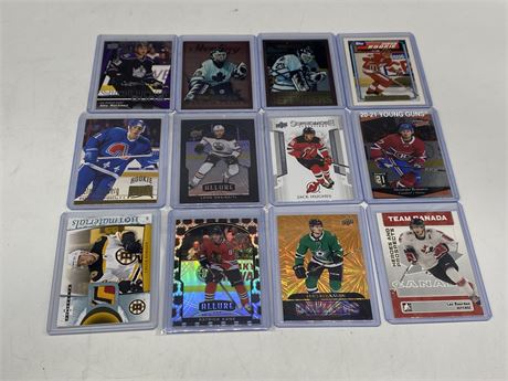 12 MISC NHL CARDS - INCLUDING ROOKIES, JERSEY CARD, STARS, ETC