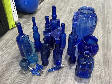 LARGE LOT OF BLUE GLASS