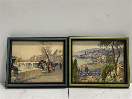 2 SMALL WATER COLOURED PAINTINGS - FRAMED BY THE PICTURE FRAME GRANVILLE ST VAN.