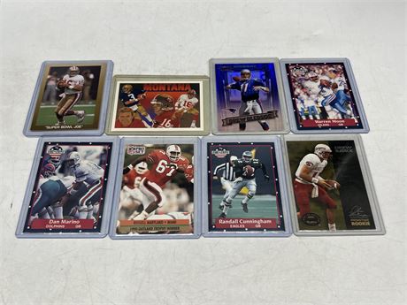 8 MISC NFL CARDS INCLUDING ROOKIES