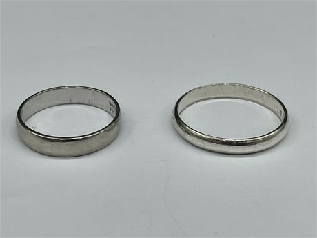 925 SILVER BAND RING SZ, 8 3/4 & 925 STERLING SILVER PLAIN BAND RING SZ, 11 1/2