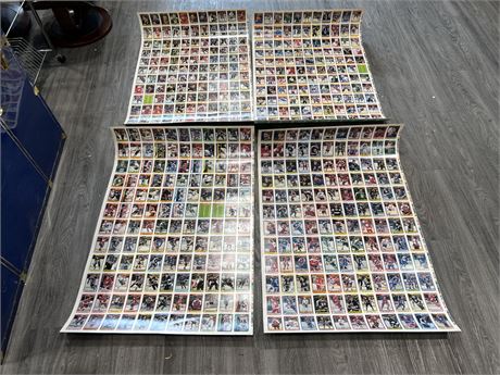 4 UNCUT SHEETS OF 1990/91 NHL CARDS