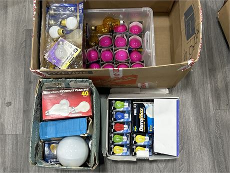 ASSORTED LIGHTBULBS LOT - MOSTLY COLOURED - ASSORTED SIZES