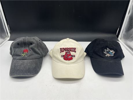 3 ASSORTED STRAP BACK HATS