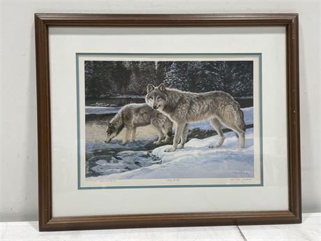 SIGNED FRAMED “AT THE STREAM” PRINT BY LISA CALVERT 1852/3750 (26”x21”)