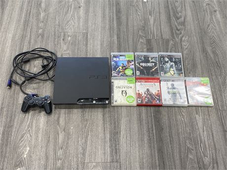 PS3 CONSOLE W/7 GAMES & CONTROLLER