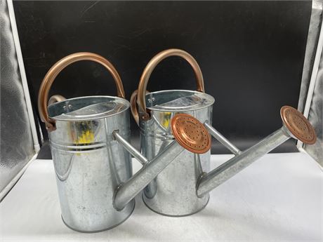 2 HOLLAND GREENHOUSE METAL WATERING CANS