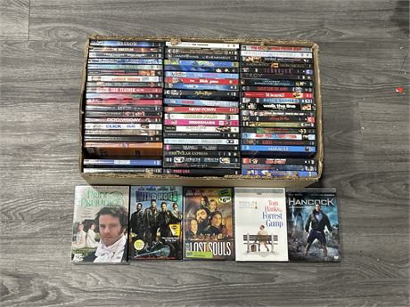 FLAT OF 60+ DVD’S FEW SEALED (MOST ARE GOOD CONDITION)