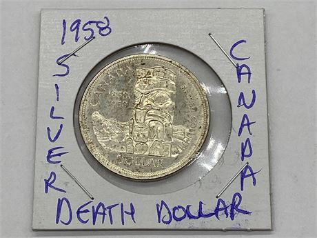 1958 CANADIAN SILVER DEATH DOLLAR