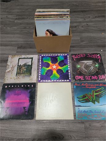 BOX OF ROCK RECORDS (Some are scratched)