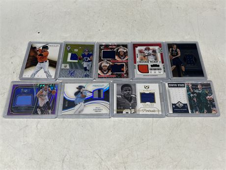 9 GAME USED JERSEY / NUMBERED CARDS - MISC SPORTS