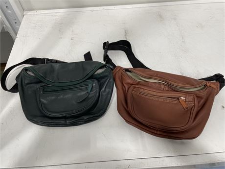 2 GENUINE LEATHER FANNY PACKS