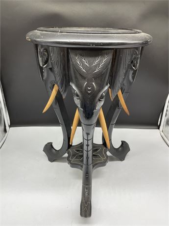 VINTAGE WOODEN ELEPHANT SIDE TABLE (13”X21”)