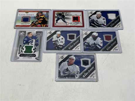 7 VANCOUVER CANUCKS JERSEY CARDS