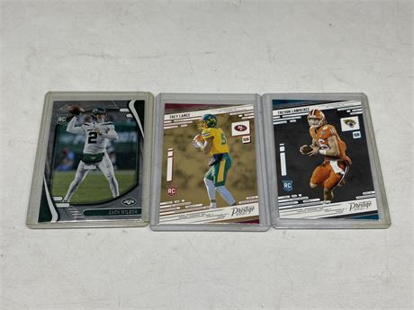 3 NFL ROOKIE QB CARDS - WILSON, LANCE, LAWRENCE