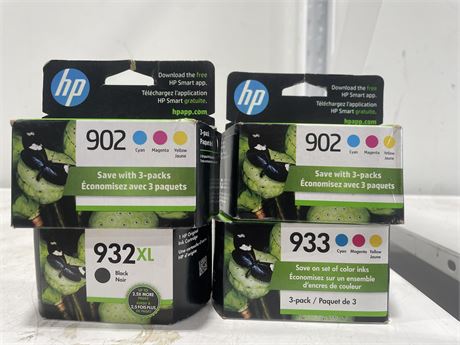 4 NEW HP 3 PACKS OF INK - SPECS IN PHOTOS