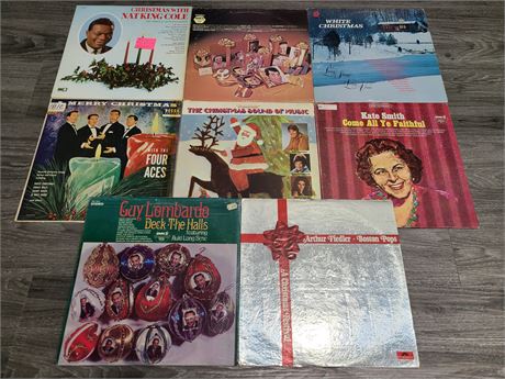 9 CHRISTMAS RECORDS (Most in good condition)
