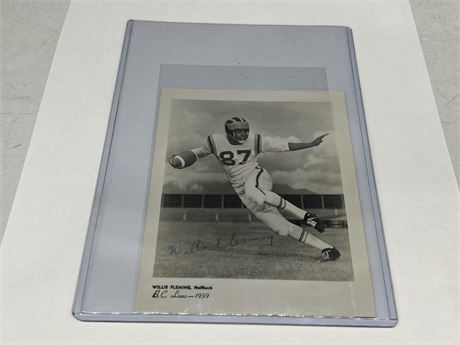 RARE 1959 WILLIE FLEMING ROOKIE GLOSSY 4”x5” PIC W/EMBOSSED AUTOGRAPH