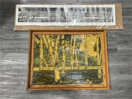 VINTAGE OAK FRAMED PICTURE (27”x21”) & 1946 PANORAMA GIRLS SCHOOL PHOTO